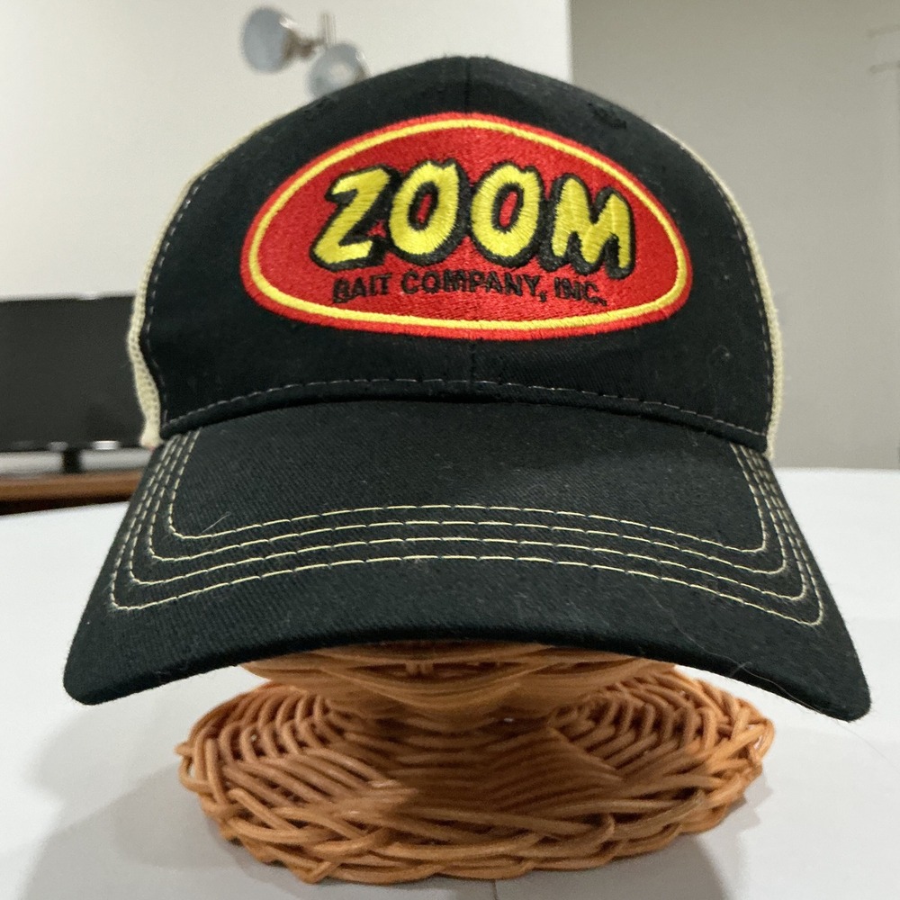 Zoom Bait Company Trucker Hat Mens OSFM Black Yellow Mesh Fishing Gorpcore
